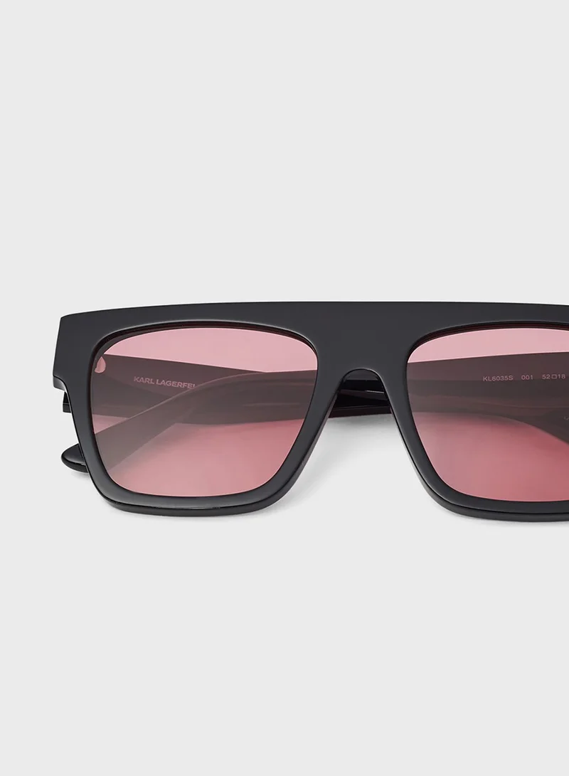Karl Lagerfeld Full Rim Acetate Modified Rectangle Sunglasses - Lens Size: 52 Mm