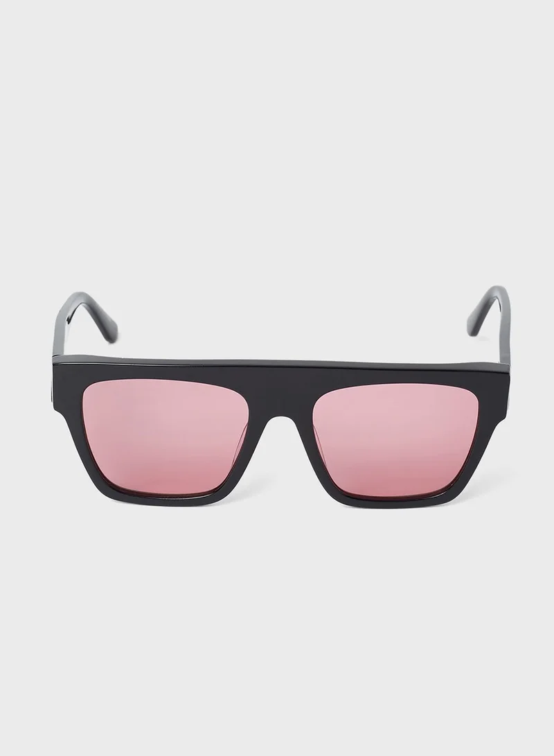 Karl Lagerfeld Full Rim Acetate Modified Rectangle Sunglasses - Lens Size: 52 Mm