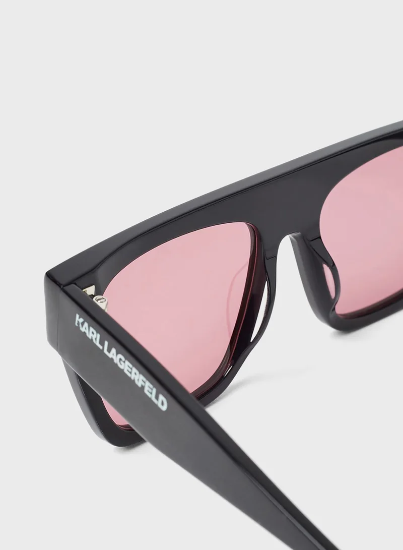 Karl Lagerfeld Full Rim Acetate Modified Rectangle Sunglasses - Lens Size: 52 Mm