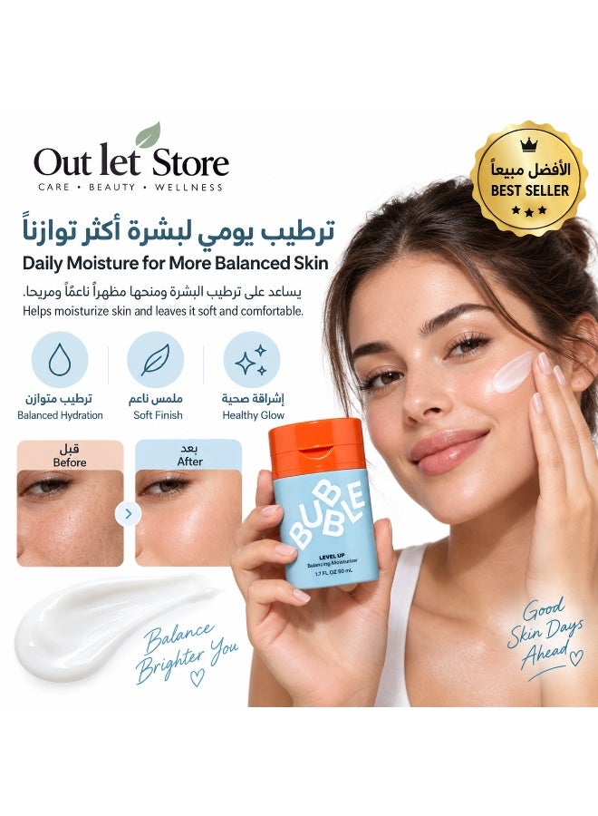 Bubble Skincare Level Up Balancing Moisturizer，Face Hydrating Gel Moisturizer Formulated with Zinc PCA + Niacinamide for Improved Texture & Radiance，Skin Care for Oily or Combination Skin (50ml) - Image 2