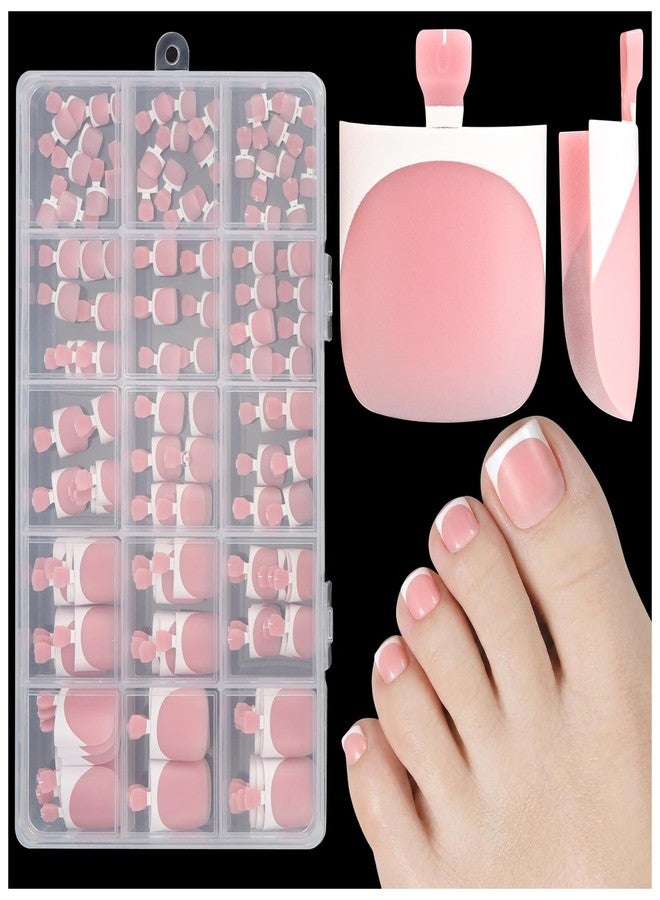 JOLYEAK 150pcs Toe Nail Press Ons, False Toenail Extension, 15 Sizes French Tip Toenails, Fake Toe Nails for Women Nail Art DIY - Image 1
