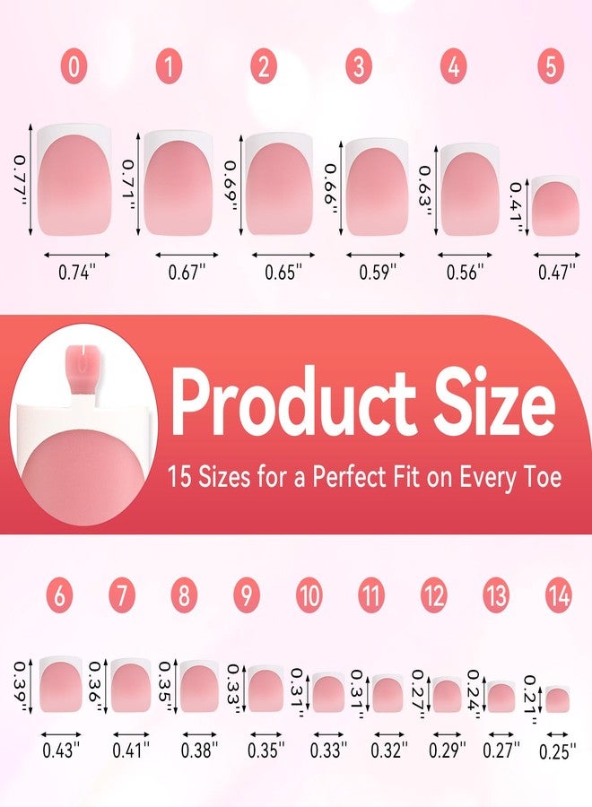 JOLYEAK 150pcs Toe Nail Press Ons, False Toenail Extension, 15 Sizes French Tip Toenails, Fake Toe Nails for Women Nail Art DIY - Image 2
