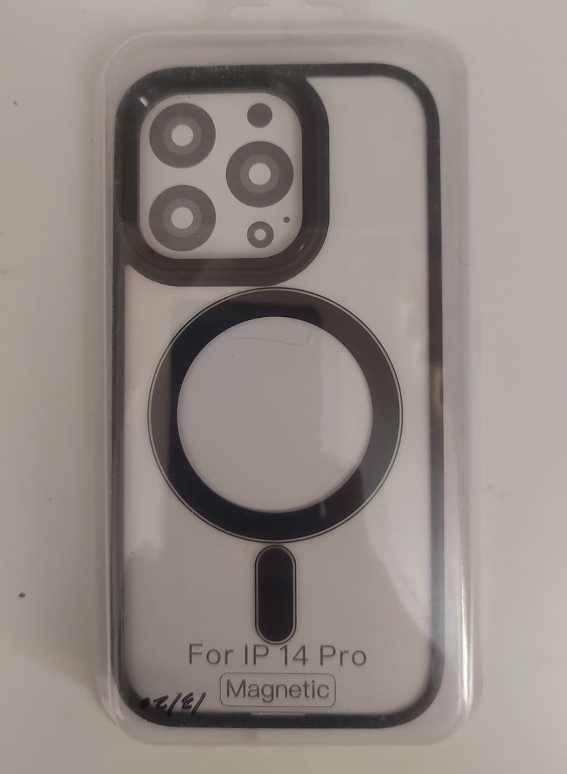 Magnetic حافظة مغناطيسية لهاتف آيفون 14 برو مع ميغسيف باللون الأسود