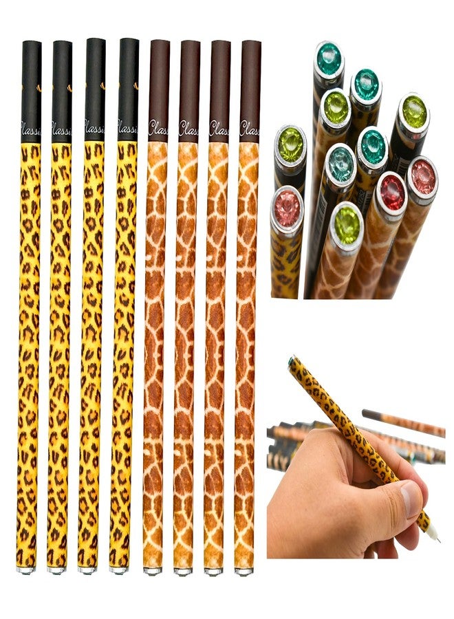 Lopenle 24 PCS Fancy Leopard Pens Cheetah Pens Diamond Gel Pen Animal Print Pen Black Ink Fine Pretty For Women Girls School Party Office Birthday - Image 1