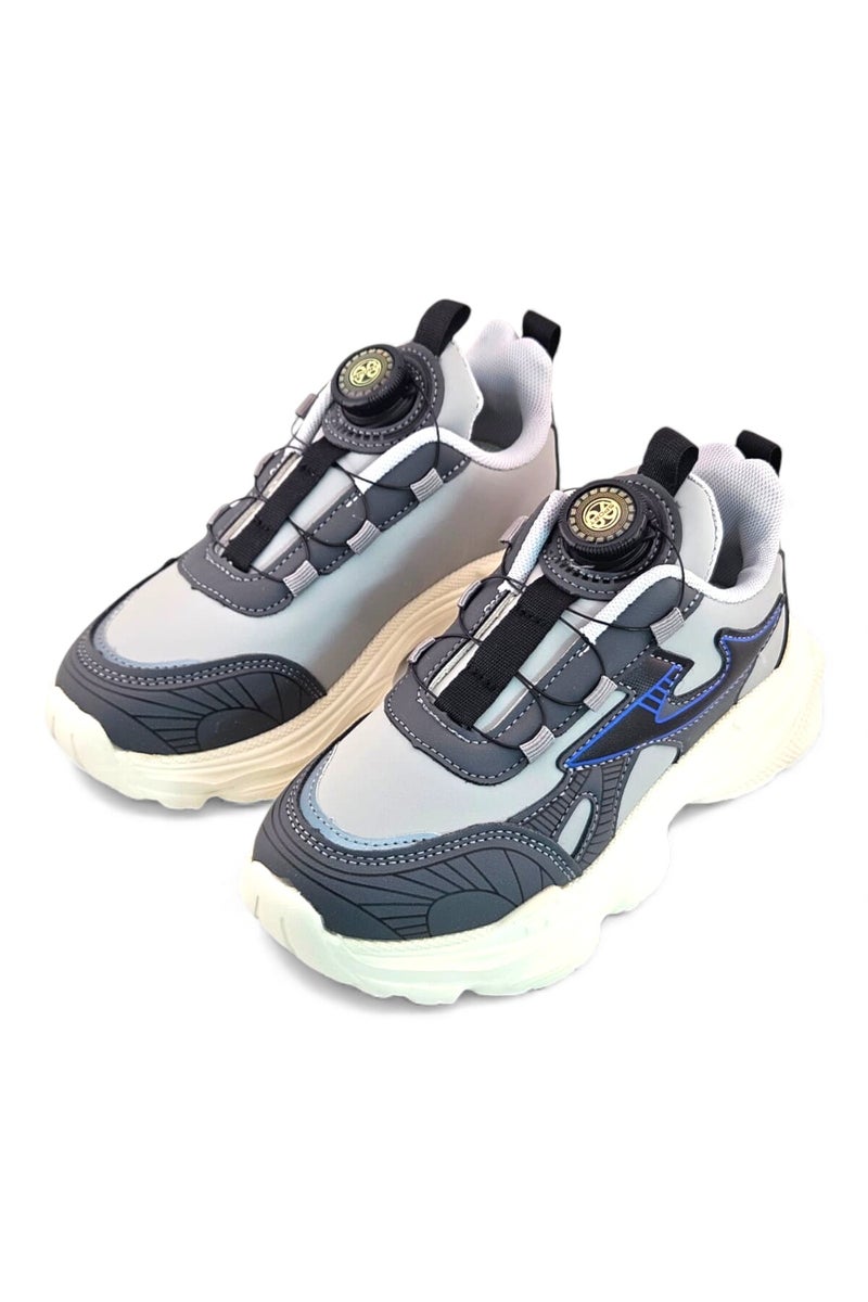 Feet First Bolt Flow Kids Lightweight Sports Sneakers 86-894-04 Light Grey/Medium Grey - Image 3