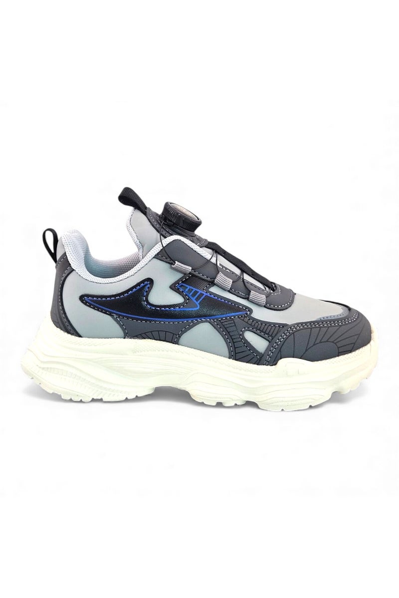 Feet First Bolt Flow Kids Lightweight Sports Sneakers 86-894-04 Light Grey/Medium Grey - Image 1