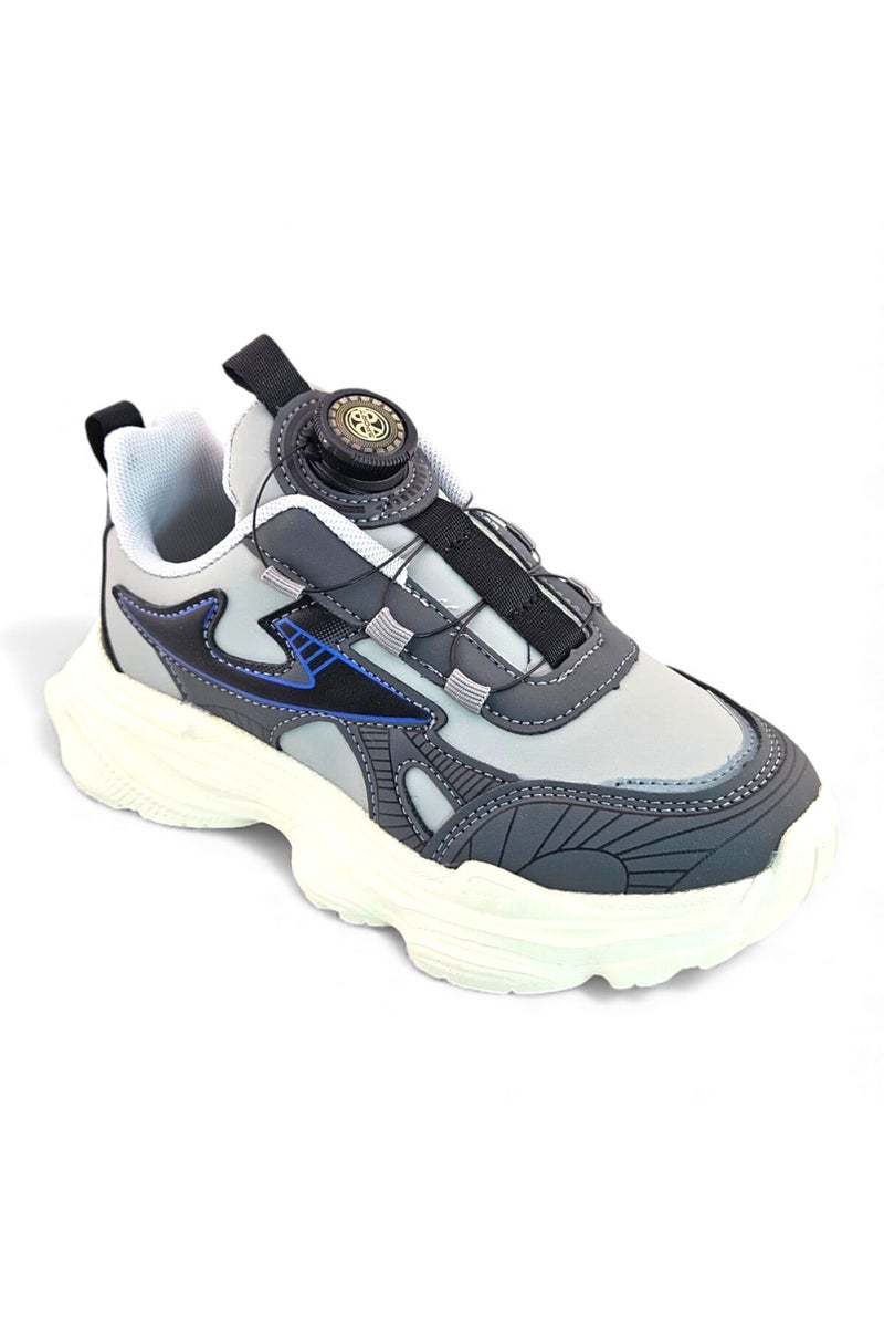 Feet First Bolt Flow Kids Lightweight Sports Sneakers 86-894-04 Light Grey/Medium Grey - Image 2