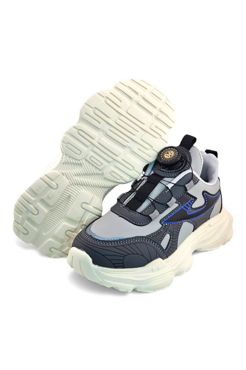 Feet First Bolt Flow Kids Lightweight Sports Sneakers 86-894-04 Light Grey/Medium Grey - Image 4