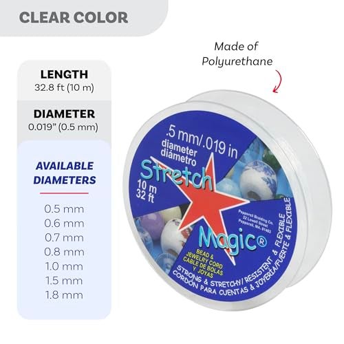 Stretch Magic Elastic Beading Cord – Clear Color, 0.5mm in Diameter, 10-Meter (32 ft) - Easy to Knot, Strong & Stretchy String for Making Beaded Jewelry - Image 3