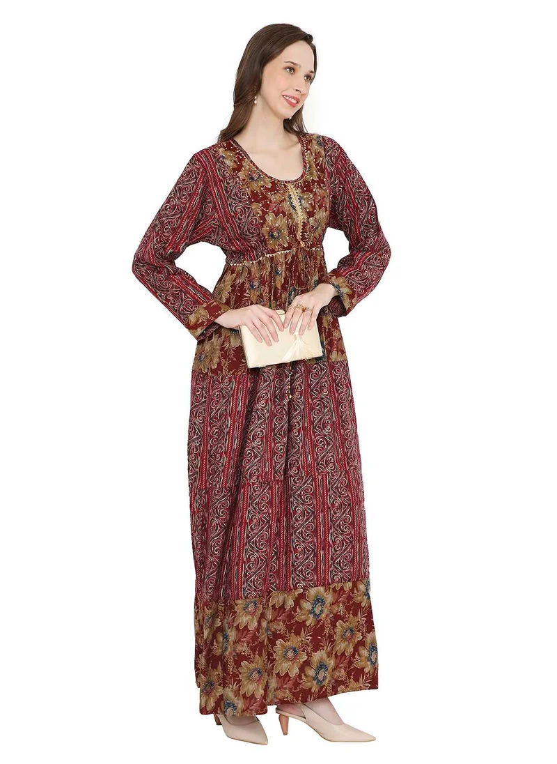 HANA & SARA STYLISH LACE EMBROIDERED AND STONE WORK ARABIC KAFTAN JALABIYA DRESSES