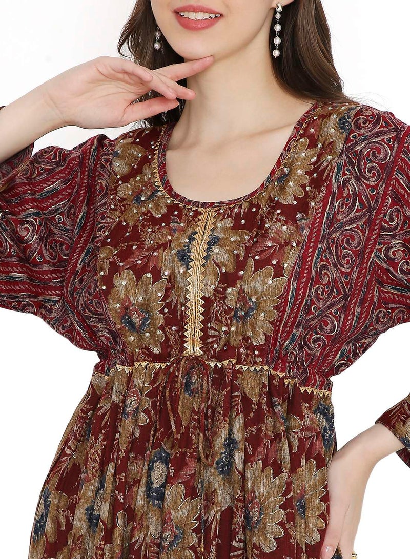 هانا آند سارا جلابية كفتان عربية مطرزة بالدانتيل وأحجار أنيقة - Image 3