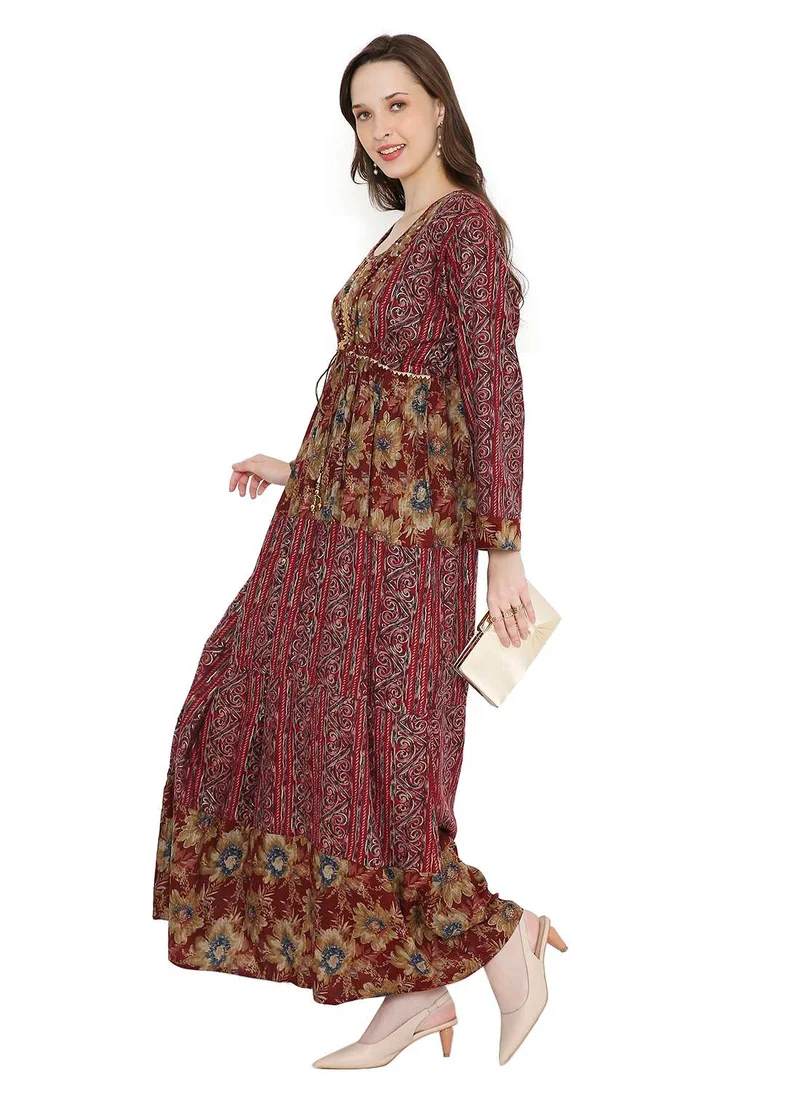 HANA & SARA STYLISH LACE EMBROIDERED AND STONE WORK ARABIC KAFTAN JALABIYA DRESSES