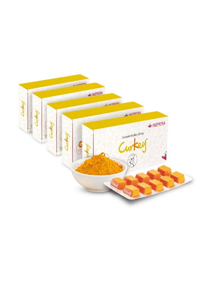 Pastilles For Quick Relief From Sore Throat From Natural Curcumin Extract From Turmeric | Sugar Free Tablets, Mint Flavour, (Pack Of 5)