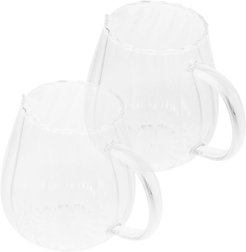 SHOWERORO Glass Creamer Pitcher Set, 2pcs Small Striped Glass Coffee and Milk Pitchers for Household and Office Use, Tea and Coffee Dispensers - Image 1