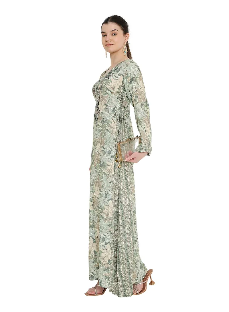 HANA & SARA Long jalabia arabic kaftan dress with unique  floral design