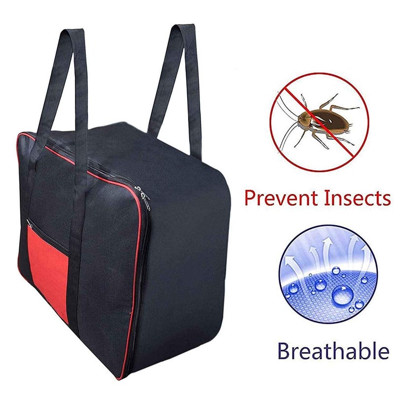 Unicrafts Underbed Storage Bag Moisture Proof Cloth Organiser Nylon Big Underbed Storage Bag with Zippered Closure and HandleBlack Red 54x46x28cm 4 - Image 3