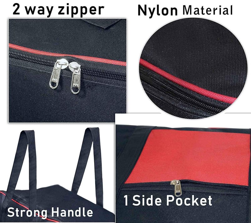 Unicrafts Underbed Storage Bag Moisture Proof Cloth Organiser Nylon Big Underbed Storage Bag with Zippered Closure and HandleBlack Red 54x46x28cm 4 - Image 4