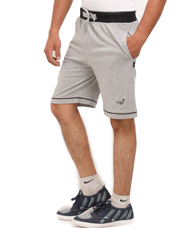 VEGO. Mens Cotton Shorts, Bermuda,Trousers GREY - Image 3