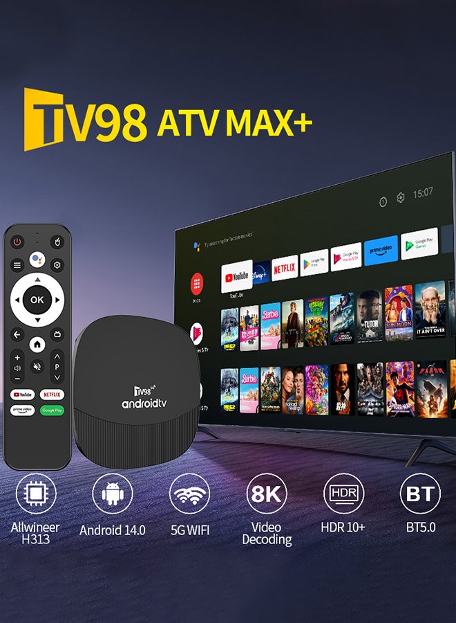 تلفزيون صندوق تلفاز ذكي أندرويد 14.0 بذاكرة 2G/16G، مزدوج الواي فاي 2.4G و5G، بلوتوث 5.0، مشغل وسائط H.265 بدقة 8K UHD، أجهزة استقبال. - Image 5