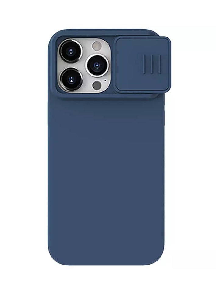 NILLKIN CamShield Silky Case for Apple iPhone 15 Pro (6.1") - Soft Liquid Silicon with PC Finish, Camera Slider, and Inner Microfiber - Blue - Image 1