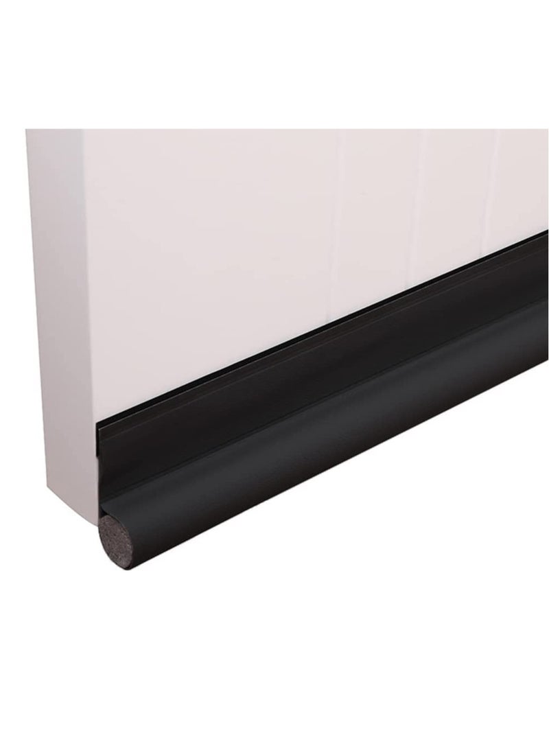 Arabest Door draft stopper, under door draft stopper door seal soundproofing, adjustable door sweep bottom seal plug weather strip for exterior interior doors, 96cm (black) - Image 1