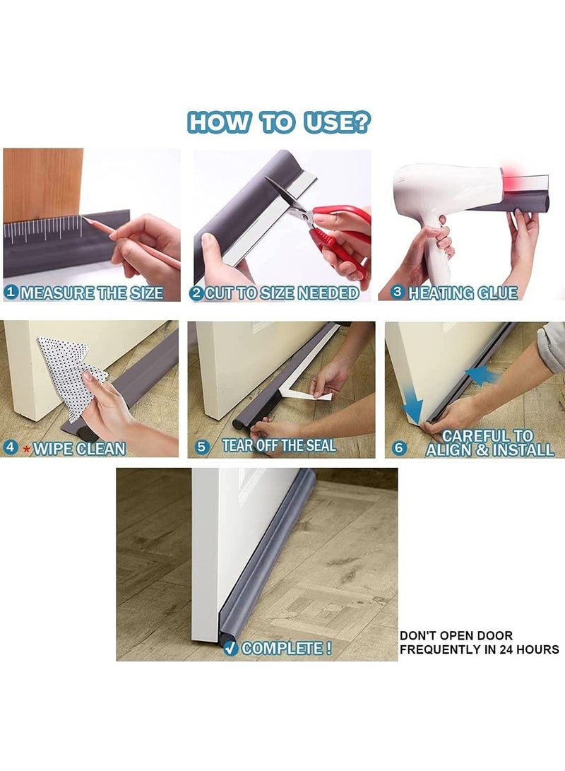 Arabest Door draft stopper, under door draft stopper door seal soundproofing, adjustable door sweep bottom seal plug weather strip for exterior interior doors, 96cm (black) - Image 4