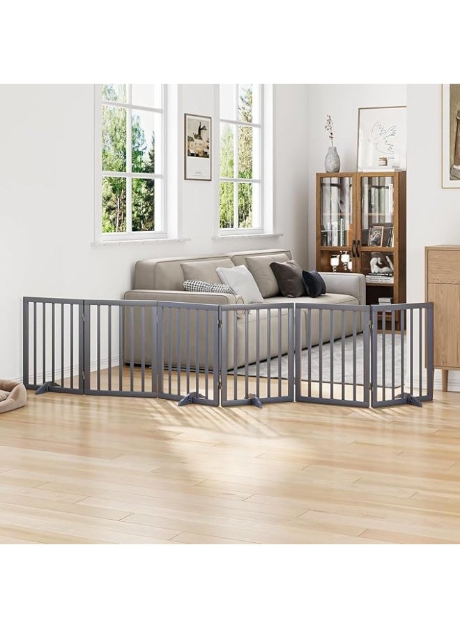 The Menifest بوابة خشبية مستقلة قابلة للطي للحيوانات الأليفة للكلاب، فوق السياج، حاجز للكلاب لحماية حيوانك الأليف وطفلك - 6 ألواح - Image 3