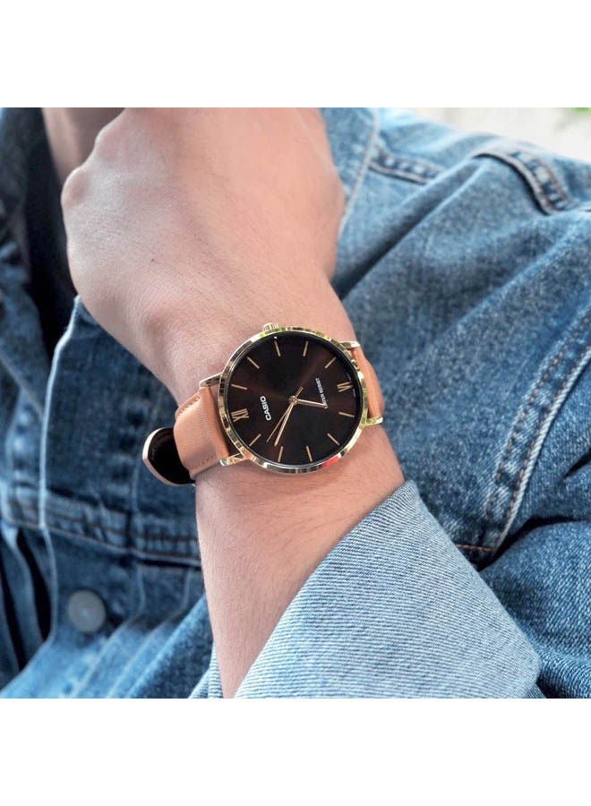 كاسيو ساعة يد من جلد بعقارب MTP-VT01GL-5BUDF - Image 2