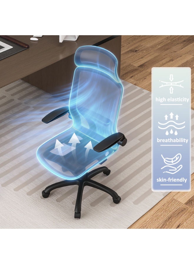 NEWLAN Office Chair Gaming Chair Computer Chair with High Elasticity Breathable Mesh - Foldable Armrests, Sturdy and Stable, Ergonomic Chair Black 116/124*58*47cm - Image 5