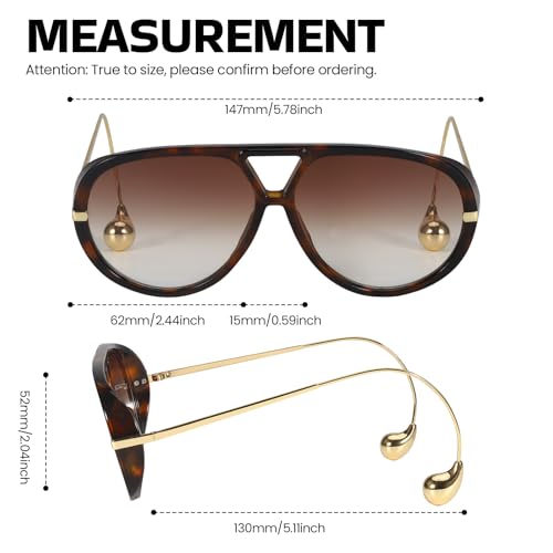 SODQW Oversized Aviator Sunglasses for Women With Earring Trendy Large Big 2025 Designer Shades Adjustable Temples - Image 5