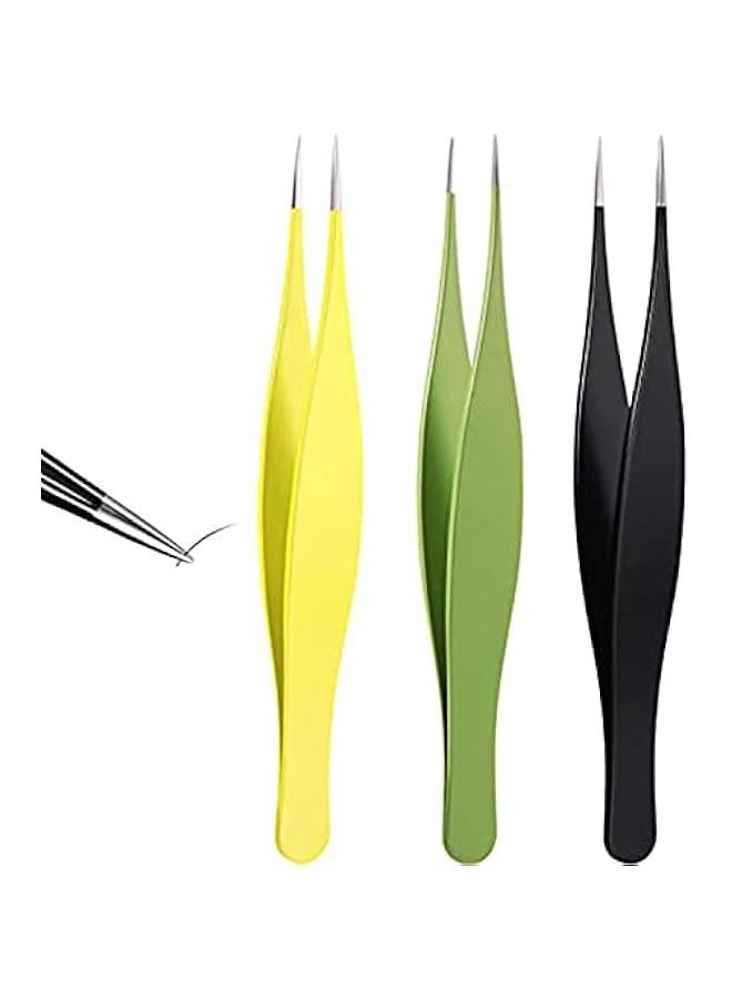 BWSJ Precision Stainless Steel Tweezers Set for Ingrown Hair Blackhead and Splinter Removal  3  Eyebrow Tweezers Kit - Image 1