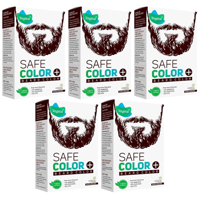 Vegetal Safe Hair Color Dark Brown 25gm Pack of 5 Certified Organic Chemical and Allergy Free Bio Natural Beard Hair Color with No Ammonia Formula PPD - Image 1