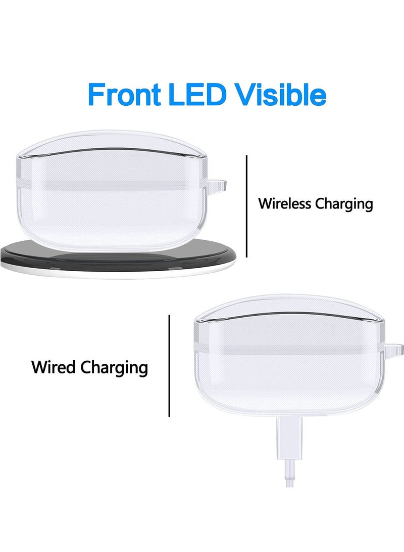 حافظات غطاء لسماعات سوني WF-1000XM4، حافظة متينة مقاومة للصدمات والسقوط وواقية للجسم بالكامل مصنوعة من مادة TPU مع سلسلة مفاتيح لسماعات سوني اللاسلكية (شفافة) - Image 2