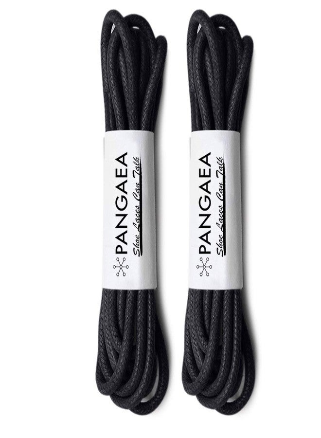 PANGAEA [2Pair Pack] Waxed Round Oxford Shoe Laces for Dress Shoes Chukka 3/32Inch Thin(#01 Black,30in (76cm)) - Image 1