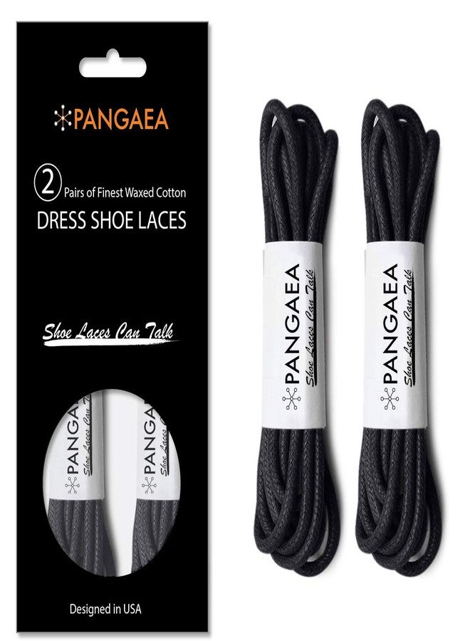 PANGAEA [2Pair Pack] Waxed Round Oxford Shoe Laces for Dress Shoes Chukka 3/32Inch Thin(#01 Black,30in (76cm)) - Image 2