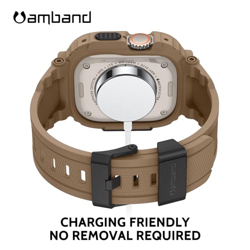 amBand for Apple Watch Ultra 3/2/1 Screen Protector, M1 Sport Series Tough Case Fits iPhone Ultra Watch Bands 49mm, Outdoor Activities Essential Full Body Protection for Hiking Cycling - Desert Tan - Image 5