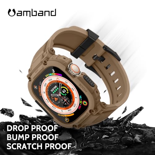amBand for Apple Watch Ultra 3/2/1 Screen Protector, M1 Sport Series Tough Case Fits iPhone Ultra Watch Bands 49mm, Outdoor Activities Essential Full Body Protection for Hiking Cycling - Desert Tan - Image 4