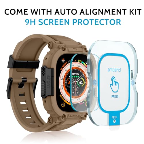 amBand for Apple Watch Ultra 3/2/1 Screen Protector, M1 Sport Series Tough Case Fits iPhone Ultra Watch Bands 49mm, Outdoor Activities Essential Full Body Protection for Hiking Cycling - Desert Tan - Image 2