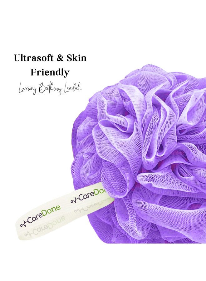 Caredone Body Scrubber & Shower Loofah Sponge | Loofah is for Men, Women, and Kids| Round Sponge Loofah (Puprle Pack of 3) - Image 2