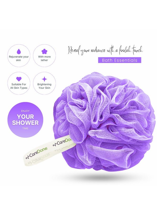 Caredone Body Scrubber & Shower Loofah Sponge | Loofah is for Men, Women, and Kids| Round Sponge Loofah (Puprle Pack of 3) - Image 3