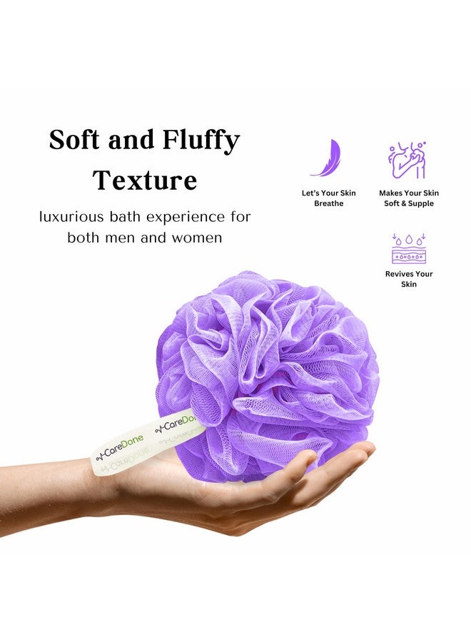 Caredone Body Scrubber & Shower Loofah Sponge | Loofah is for Men, Women, and Kids| Round Sponge Loofah (Puprle Pack of 3) - Image 4