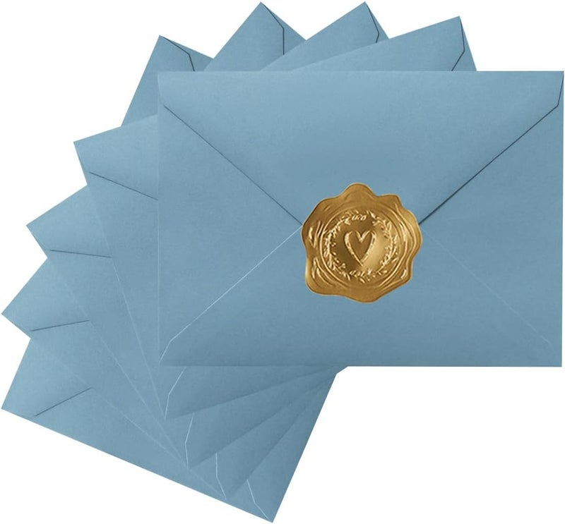 Toperd 50 Pack A7 Colorful 5x7 Envelopes V Flap Invitation Envelopes for 5x7 Cards, Birthday, Weddings, Graduations, Greeting Cards, Baby Shower 5.24 x 7.24 Inches (Dusty-Blue) - Image 1