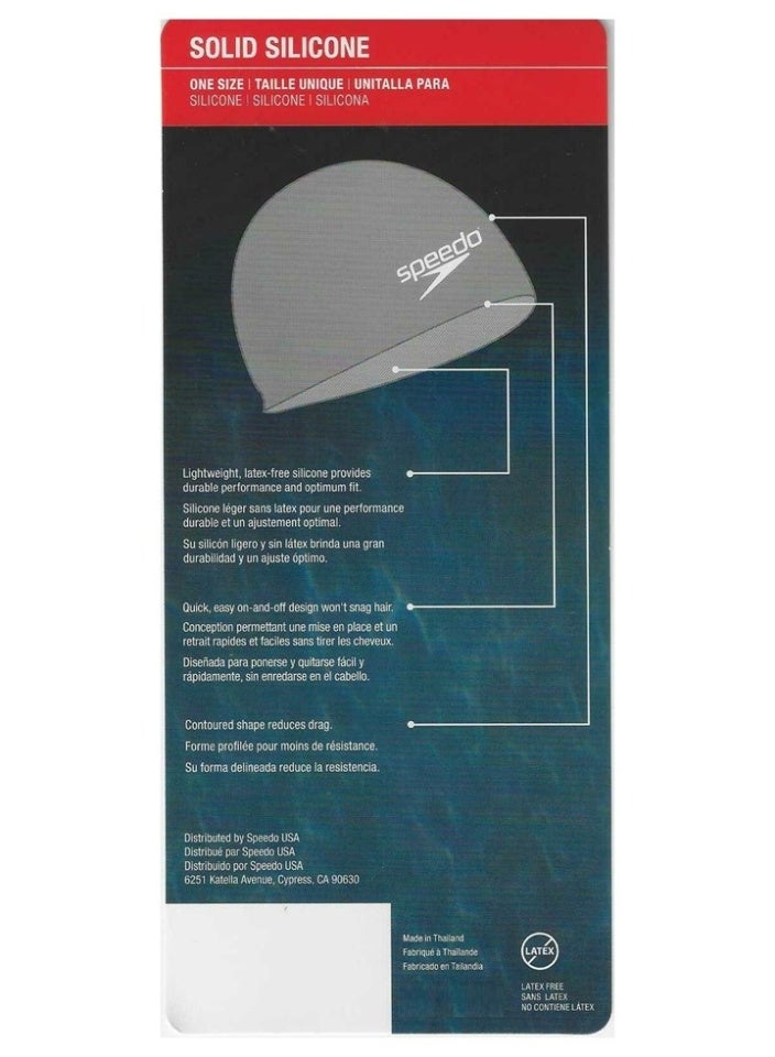 speedo Solid Silicone Dome Swim Cap - Pink, One-Size Stretch Fit - Made in the Thailand - Image 3