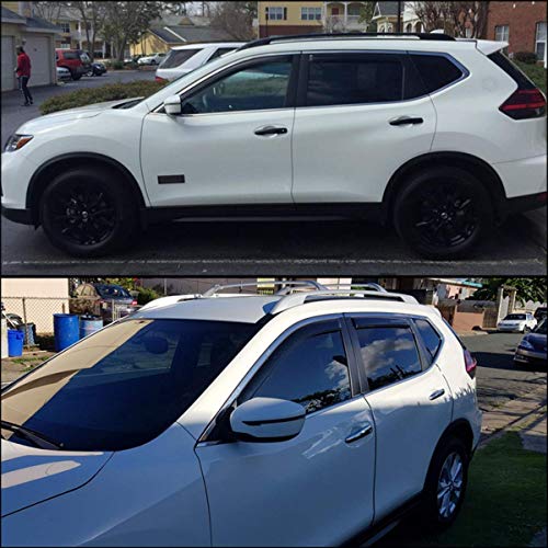 Lightronic غطاء نافذة أوتوماتيكي لسيارة لايتيرونيك، متين للغاية، قابل للتثبيت في القناة، يناسب نيسان روج 2014-2020 (لا يشمل طراز روج سبورت)، حماية من الأشعة فوق البنفسجية، واقي مطر، واقي ريح أصلي، بدون حفر، دخاني داكن، 4 قطع - Image 4