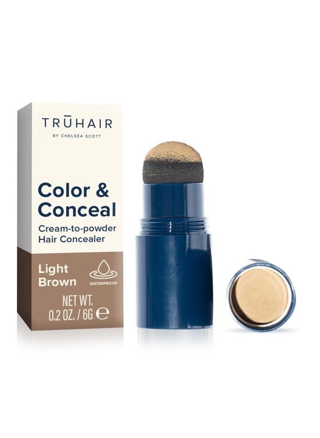 Microbiome Labs TRUHAIR Color & Conceal Waterproof Root Touch Up Hair Color Concealer - Hair Cover up for Gray Coverage and Hairline Filling - 11 Hair Colors Available (Light Brown)  - Image 1