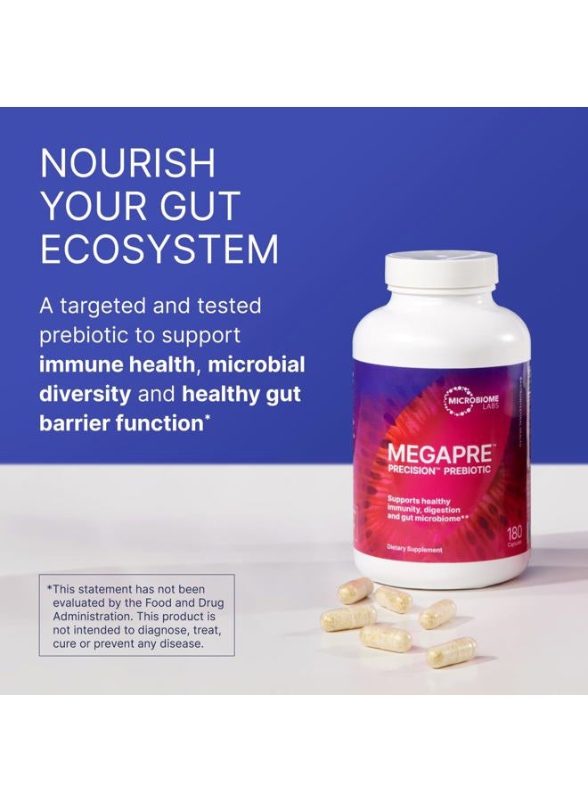 Microbiome Labs ميجا بري بروبيوتيك بليند - ألياف أوليغوساكاريد المختبرة سريرياً لدعم صحة المناعة والهضم وحاجز الأمعاء - مكمل بروبيوتيك للنساء والرجال (180 كبسولة) - Image 2