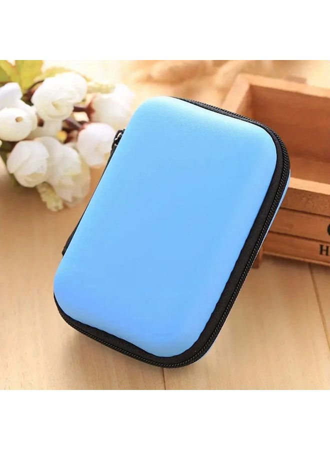 Sky Blue Portable Earphone Case Heavy Duty Zipper Storage Bag Tech Organizer for Headphones Earbuds - Image 5
