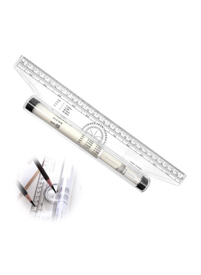 Generic 12 Inch Measuring Rolling Ruler Plastic Multifunctional Drawing Parallel Rolling Ruler Circle Arc Drawing Design Rulers for Drawing Parallel Lines Circles  - Image 1