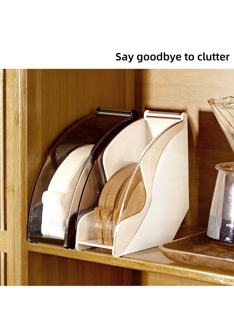 NOVOLAN - NOVOLAN Coffee Filter Paper Box, Acrylic Dustproof Coffee Bar Filter Storage Holder, Fits V-Shape & Fan-Shape Filters, Moisture-Proof, Large Capacity Holds 200 Filters, Comes 40 Coffee Filters (white) - Image 1