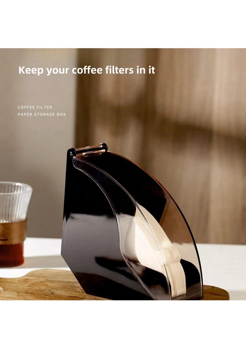 NOVOLAN - NOVOLAN Coffee Filter Paper Box, Acrylic Dustproof Coffee Bar Filter Storage Holder, Fits V-Shape & Fan-Shape Filters, Moisture-Proof, Large Capacity Holds 200 Filters, Comes 40 Coffee Filters (white) - Image 1